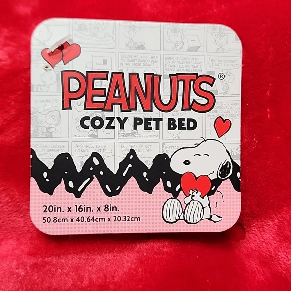 Peanuts Charlie Brown Snoopy Valentine's Day Cat Dog Pet Bed Red & Pink New